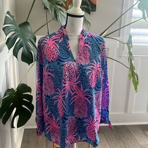 Lilly Pulitzer Sherida Top. NWT in Borealis Blue